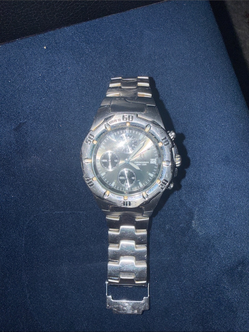 Breil Silver Steel Chronograph Watch Men's 100m Water Resistance